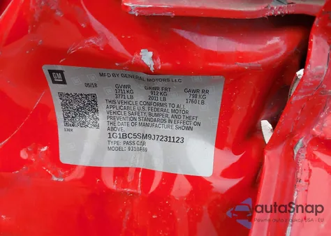 2018 Chevrolet Cruze Ls Auto из США, поврежденный, VIN 1G1BC5SM9J7231123